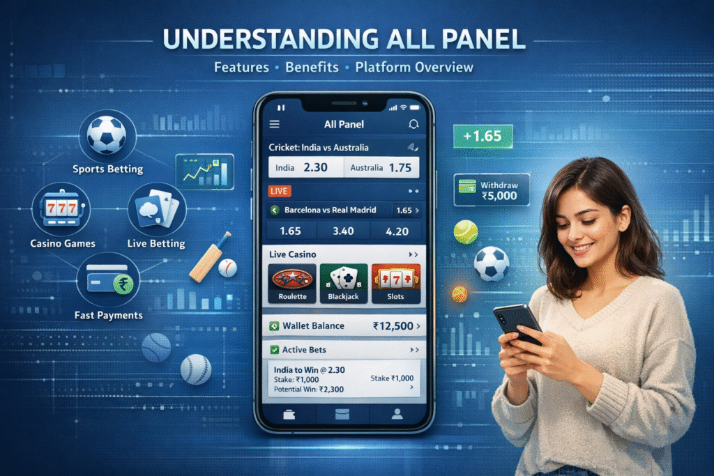All Panel platform dashboard overview showing key features, user benefits, and tools that help users understand how the All Panel system works for secure access and smooth platform management.