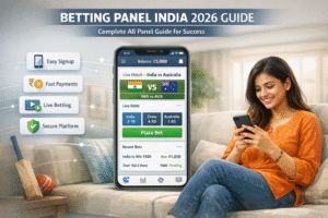 Allpanelexch Guide 2026 showing a modern online betting panel interface in India, with a user analyzing sports data, live odds, and strategy insights for successful betting decisions on a sleek digital platform.