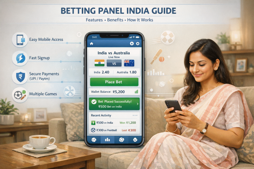 Allpanelexch Guide showing dashboard interface with features overview, user-friendly betting panel design, secure access system, and benefits like fast transactions, real-time updates, and smooth navigation for an enhanced online gaming experience.